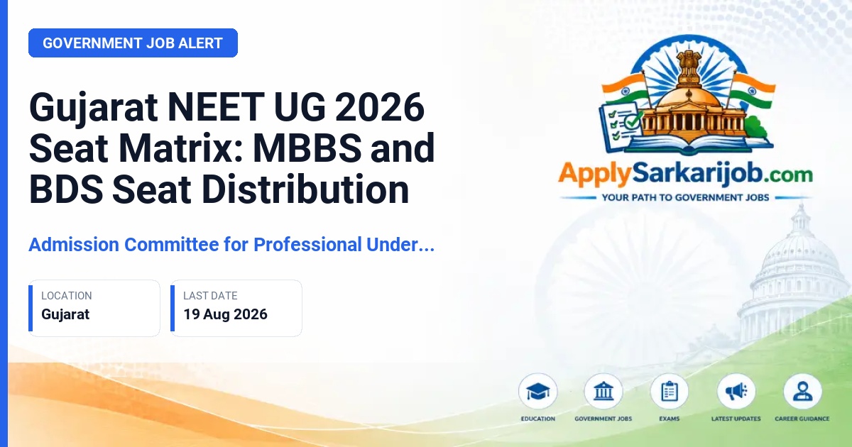 Admission Committee for Professional Undergraduate Medical Educational Courses (ACPUGMEC) - Gujarat NEET UG 2026 Seat Matrix: MBBS and BDS Seat Distribution Official Notification Poster & Schedule