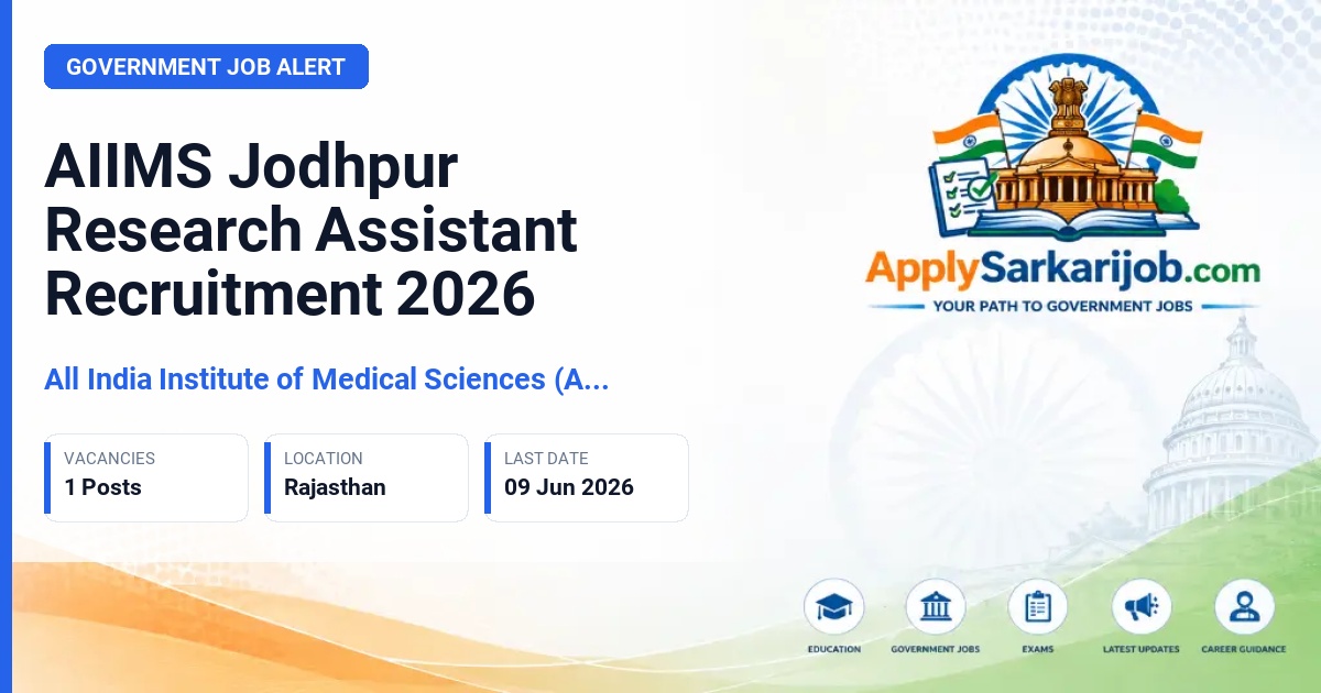 All India Institute of Medical Sciences (AIIMS) Jodhpur - Research Assistant Official Notification Poster & Schedule