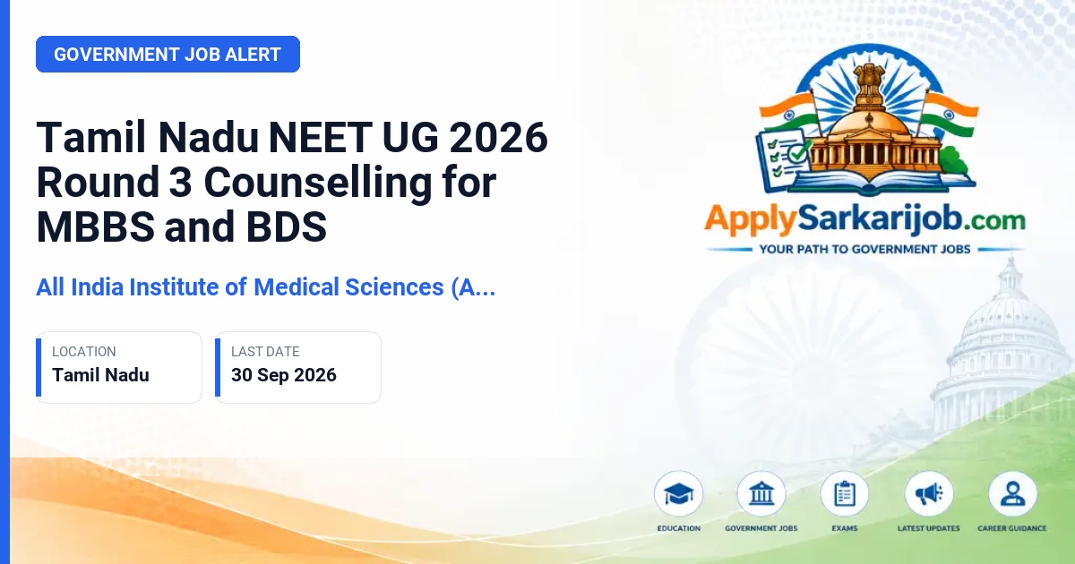 All India Institute of Medical Sciences (AIIMS) New Delhi - NEET UG Round 3 Counselling Official Notification Poster & Schedule