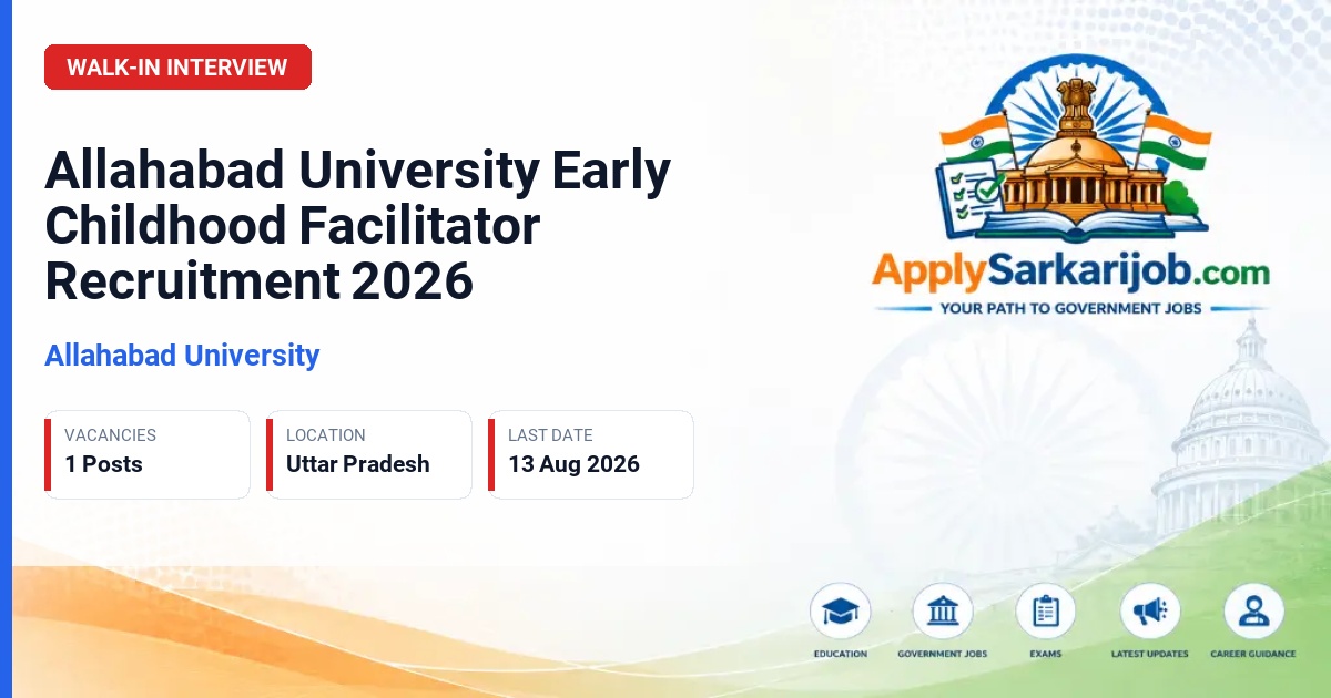University of Allahabad - Part-time Early Childhood Facilitator (Female) Official Notification Poster & Schedule