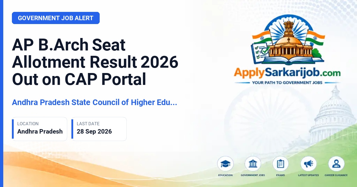 Andhra Pradesh State Council of Higher Education (APSCHE) - 1st Year B.Arch (Regular) Degree Courses Official Notification Poster & Schedule