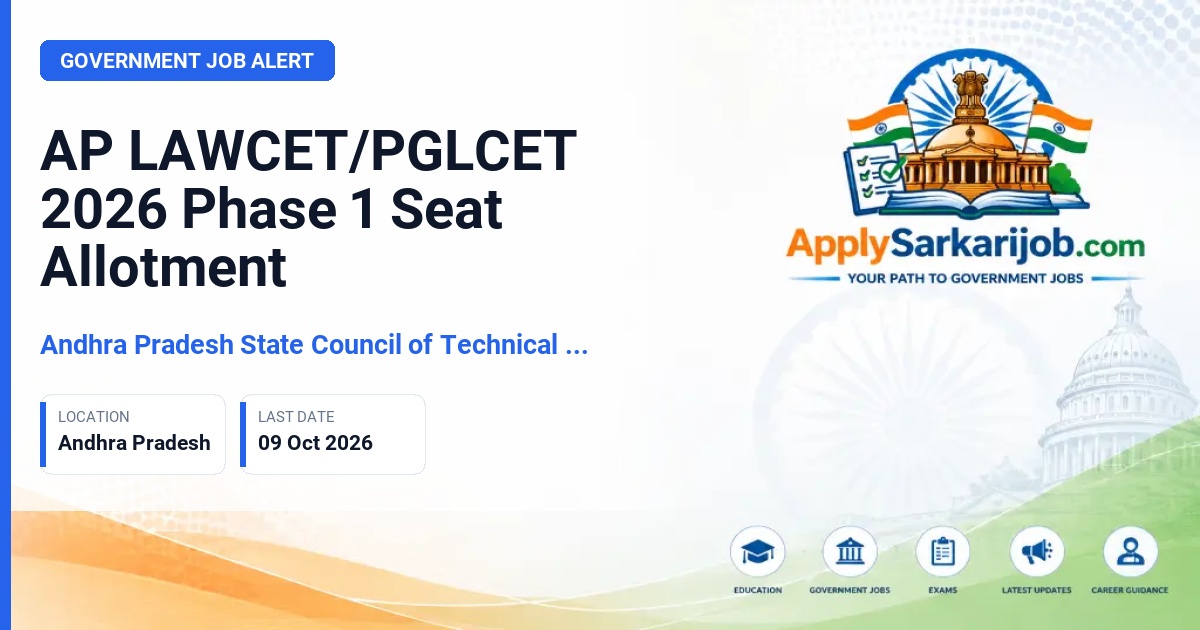 Andhra Pradesh State Council of Technical Education (APSCTE) - AP LAWCET/PGLCET 2026 Phase 1 Seat Allotment Official Notification Poster & Schedule