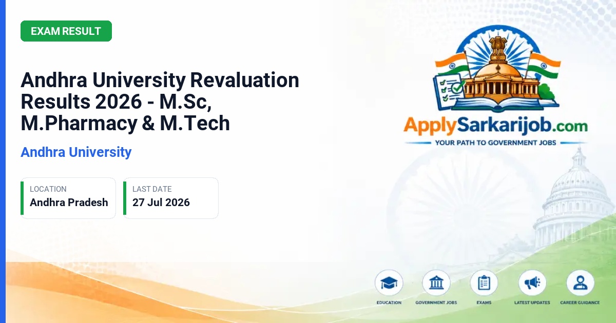 Andhra University - Andhra University Revaluation Results 2026 - M.Sc, M.Pharmacy & M.Tech Official Notification Poster & Schedule