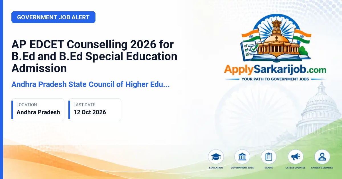 Andhra Pradesh State Council of Higher Education (APSCHE) - Counselling for B.Ed and B.Ed Special Education Programmes Official Notification Poster & Schedule
