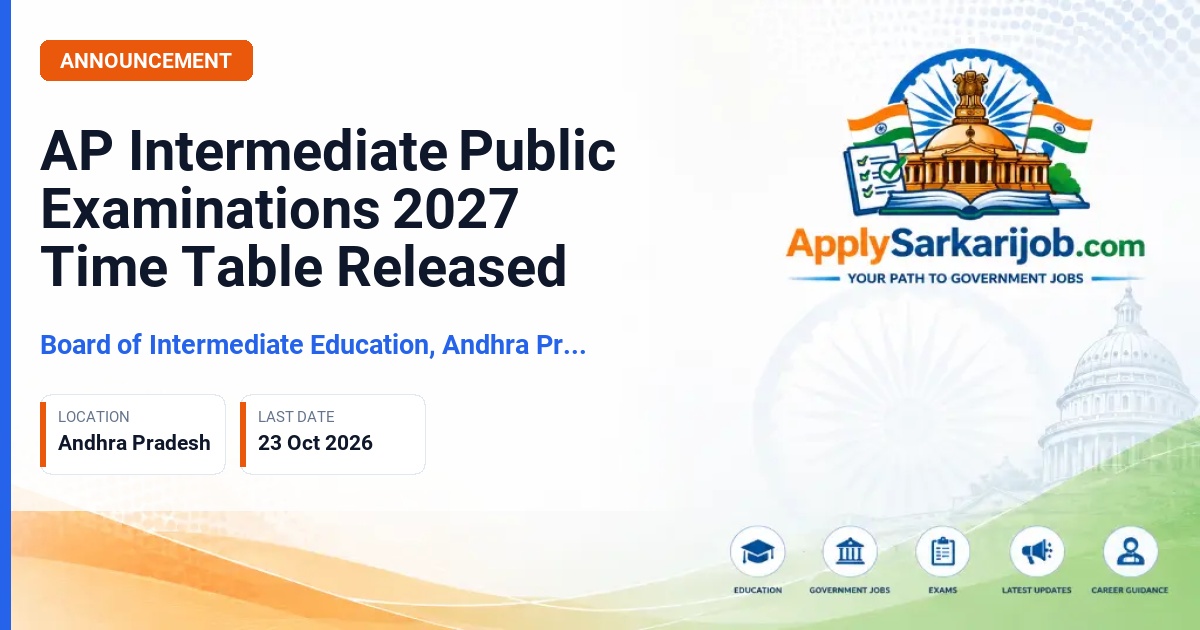 Board of Intermediate Education, Andhra Pradesh - Intermediate Public Examinations 2027 Official Notification Poster & Schedule