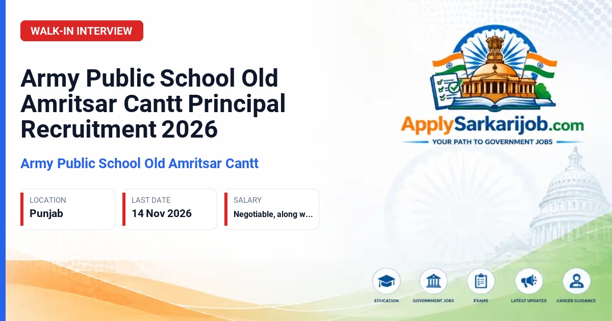 Army Public School Old Amritsar Cantt - Principal Official Notification Poster & Schedule