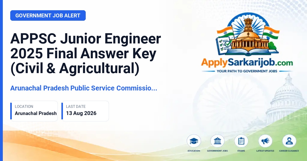 Arunachal Pradesh Public Service Commission (APPSC) - Junior Engineer (Civil & Agricultural) Official Notification Poster & Schedule