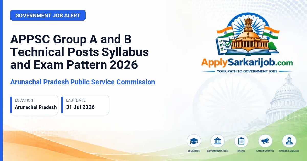 Arunachal Pradesh Public Service Commission (APPSC) - Group A and B Technical Posts (Gazetted/Non-Ministerial) Official Notification Poster & Schedule
