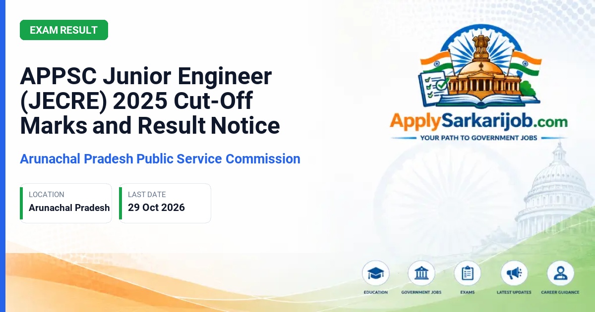Arunachal Pradesh Public Service Commission (APPSC) - Junior Engineer Official Notification Poster & Schedule