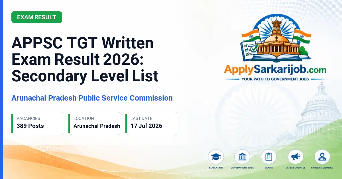 Arunachal Pradesh Public Service Commission (APPSC) - Trained Graduate Teacher (TGT) Secondary Level Official Notification Poster & Schedule