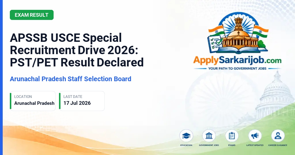 Arunachal Pradesh Staff Selection Board (APSSB) - Uniformed Services Combined Examination (USCE) 2026 Official Notification Poster & Schedule