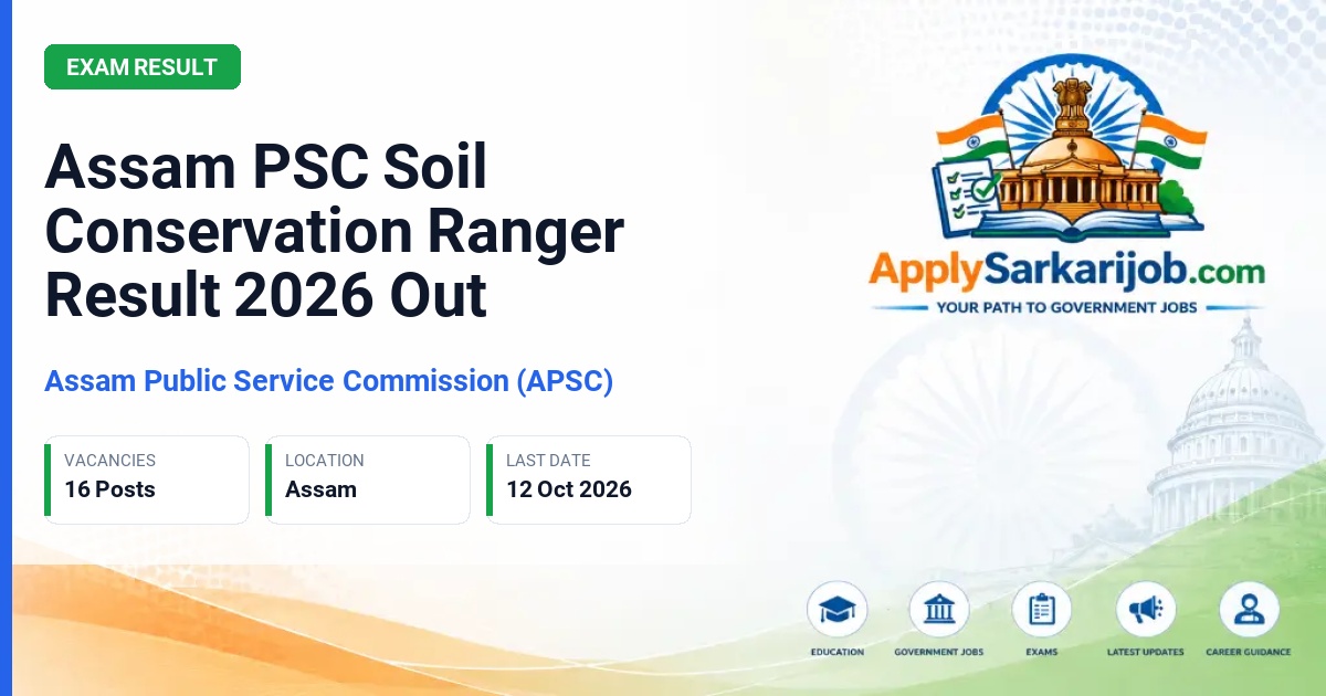 Assam Public Service Commission (APSC) - Soil Conservation Ranger Official Notification Poster & Schedule