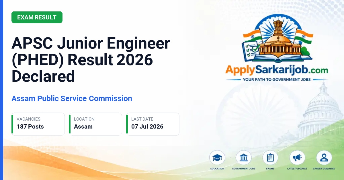 Assam Public Service Commission (APSC) - Junior Engineer (Civil, Mechanical, Chemical, Electrical) Official Notification Poster & Schedule