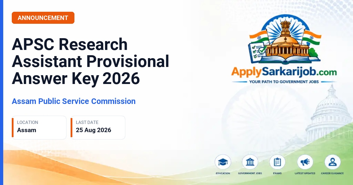 Assam Public Service Commission (APSC) - Research Assistant Official Notification Poster & Schedule