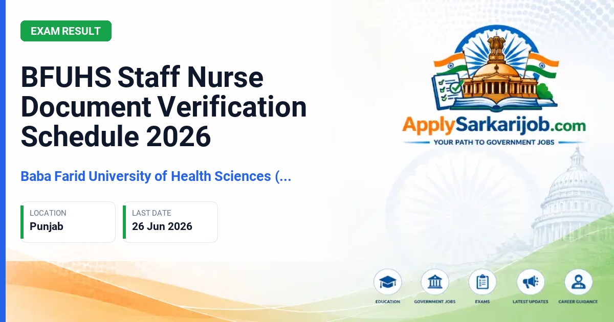 Baba Farid University of Health Sciences (BFUHS) - Staff Nurse Official Notification Poster & Schedule