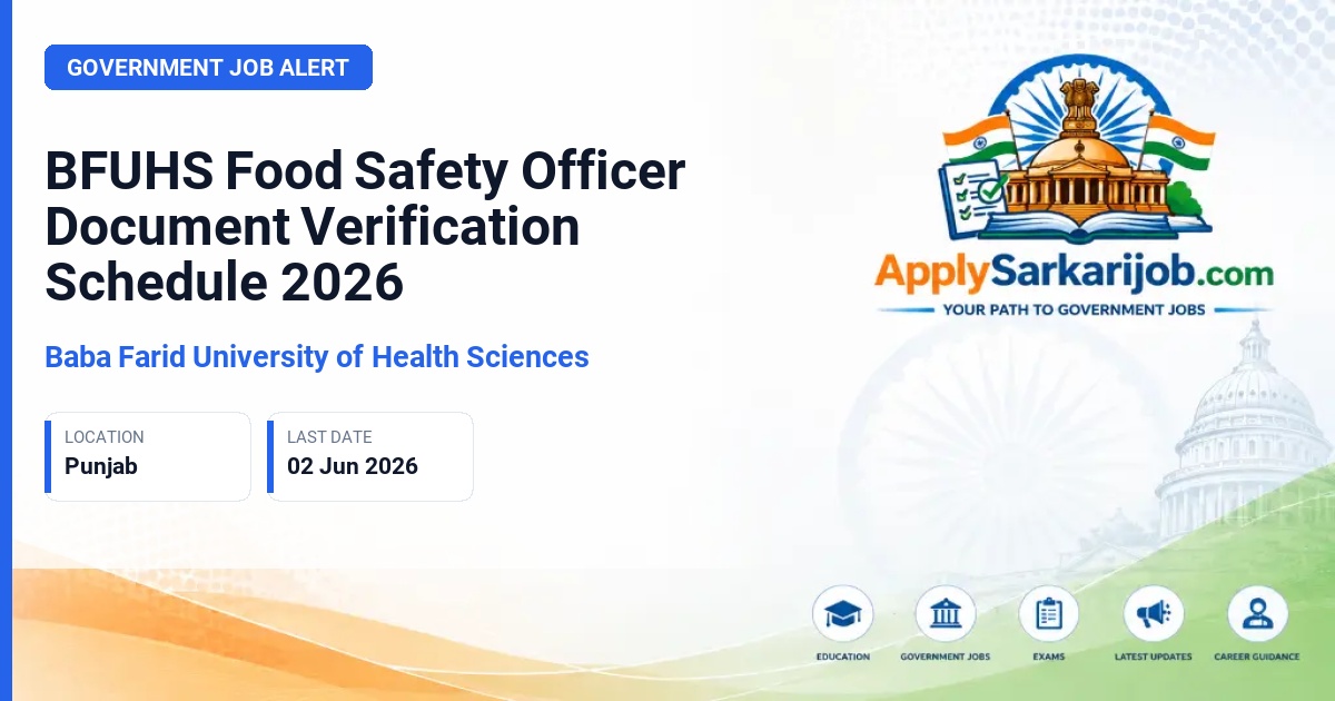Baba Farid University of Health Sciences (BFUHS) - Food Safety Officer Official Notification Poster & Schedule
