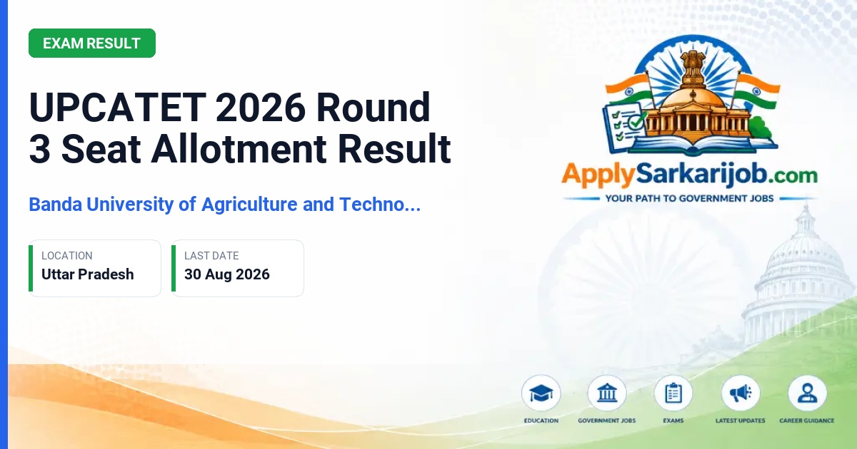Banda University of Agriculture and Technology - UPCATET 2026 Round 3 Seat Allotment Result Official Notification Poster & Schedule