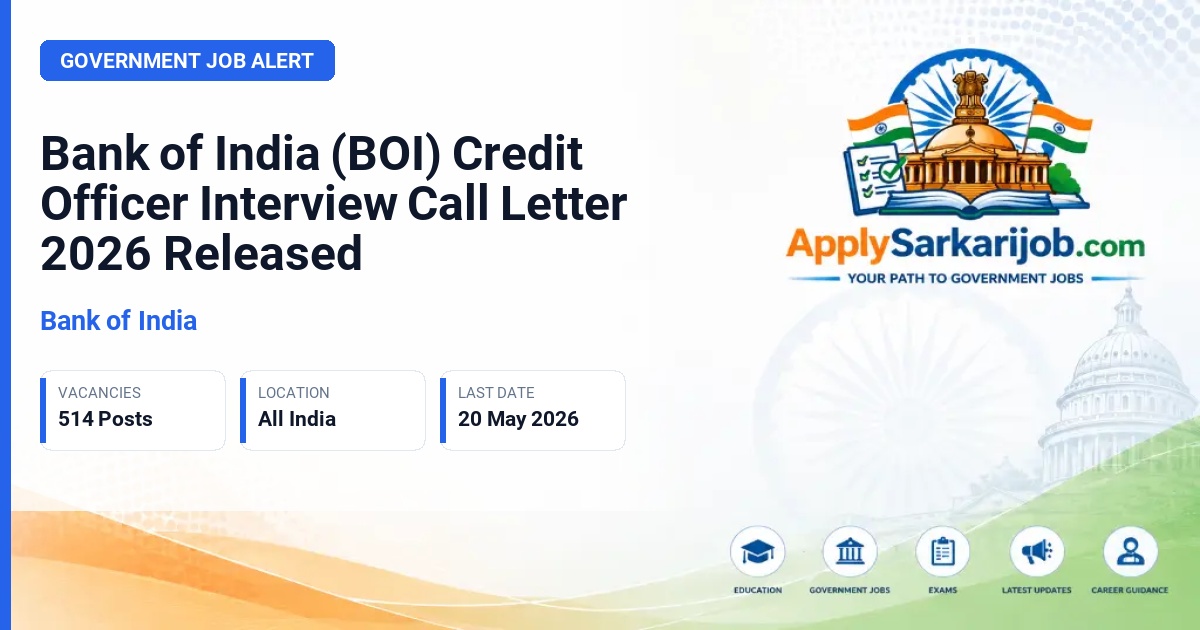 Bank of India (BOI) - Credit Officer (General Banking Officers) Official Notification Poster & Schedule