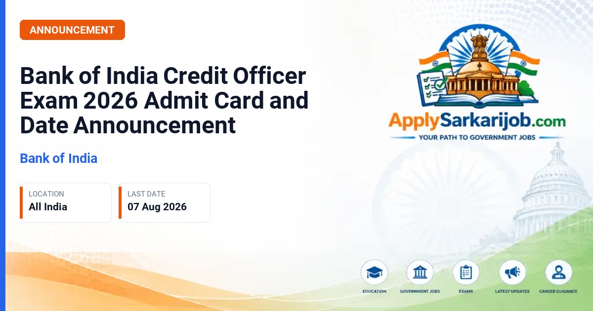 Bank of India (BOI) - Credit Officer Official Notification Poster & Schedule