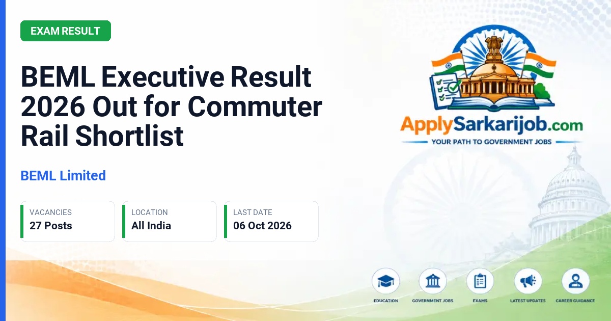 BEML Limited - Executives for Commuter Rail Official Notification Poster & Schedule