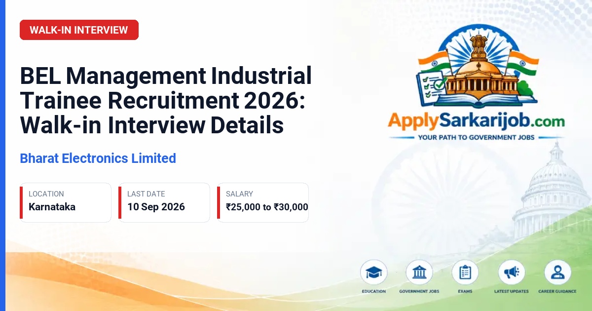 Bharat Electronics Limited (BEL) - Management Industrial Trainee Official Notification Poster & Schedule