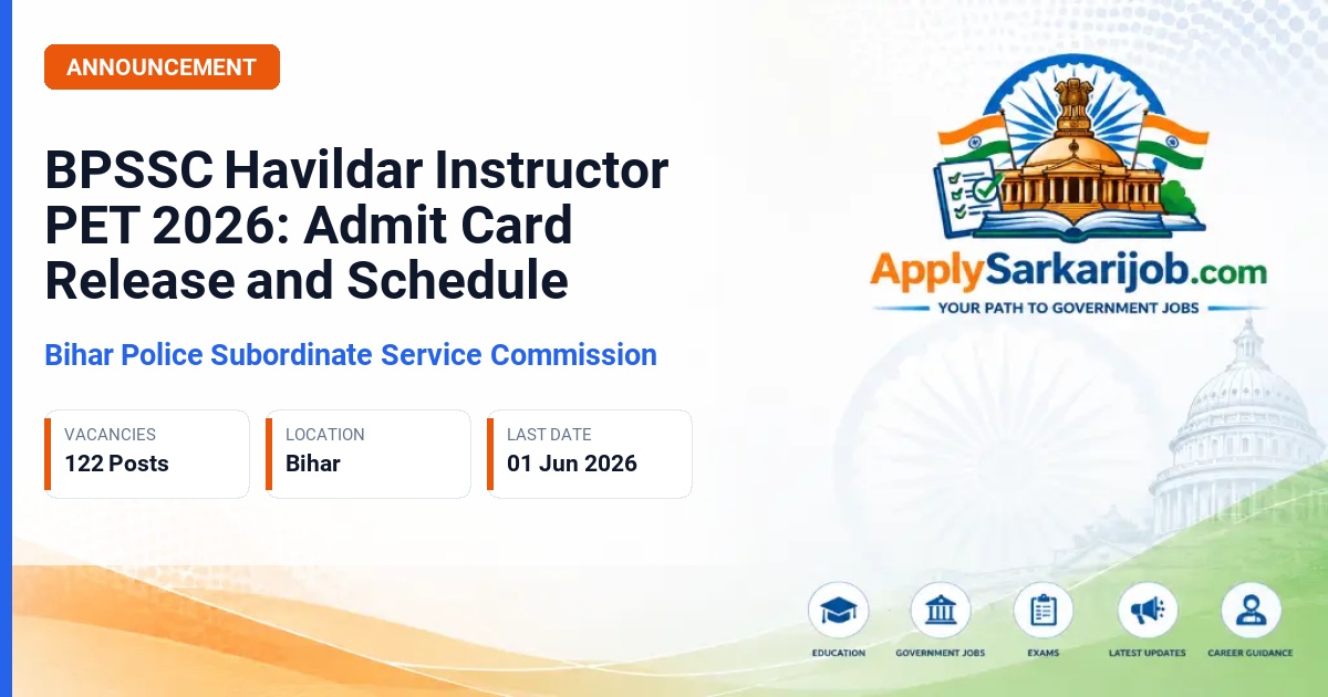 Bihar Police Sub-Ordinate Service Commission - Havildar Instructor Official Notification Poster & Schedule