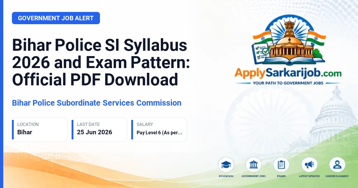 Bihar Police Subordinate Services Commission (BPSSC) - Sub Inspector (SI) Official Notification Poster & Schedule