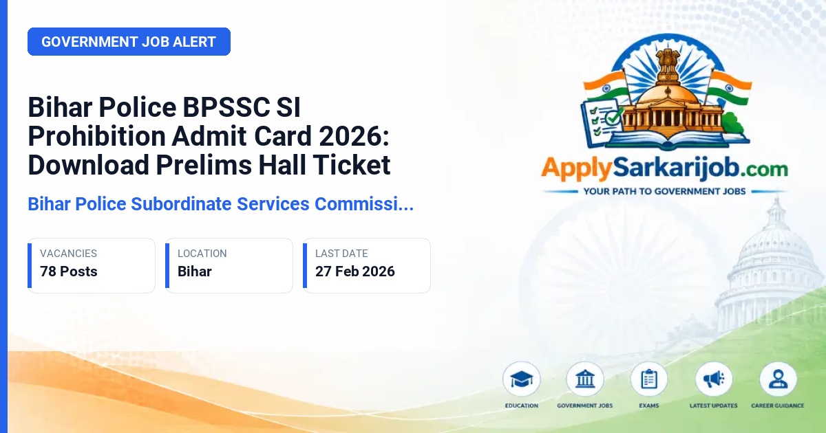 Bihar Police Subordinate Services Commission (BPSSC) - Sub-Inspector (Prohibition) Official Notification Poster & Schedule