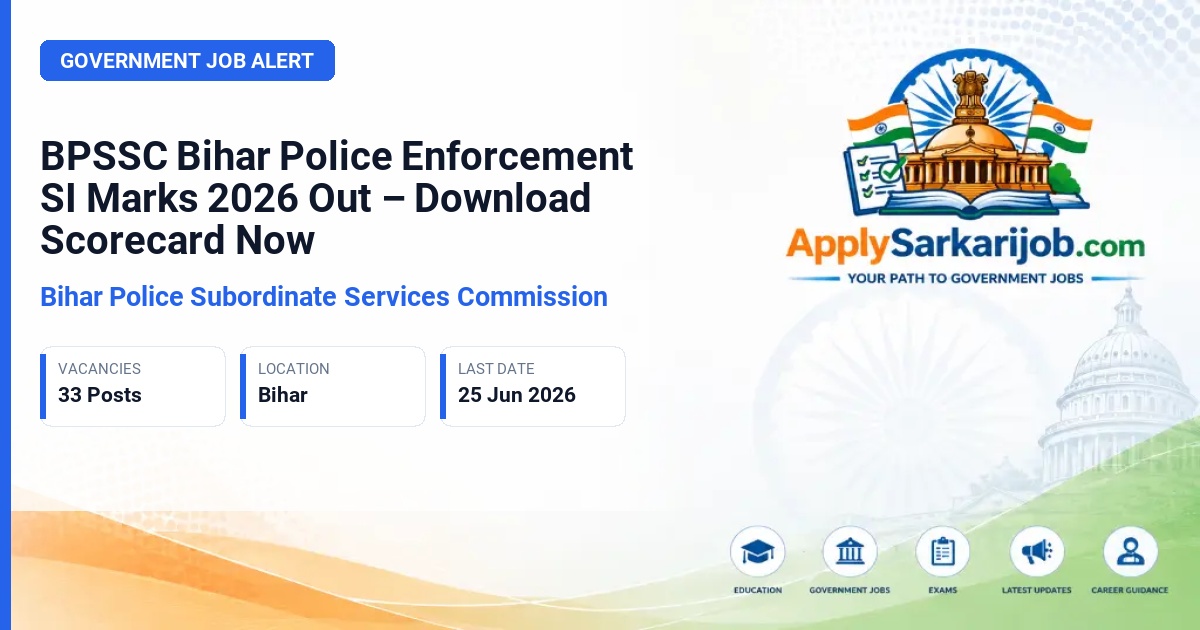 Bihar Police Subordinate Services Commission (BPSSC) - Enforcement Sub Inspector Official Notification Poster & Schedule