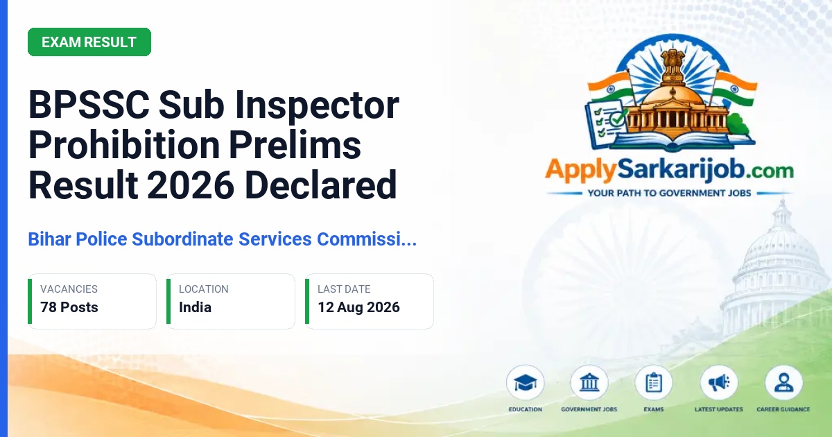 Bihar Police Sub-Ordinate Service Commission - Sub Inspector (SI) Prohibition Official Notification Poster & Schedule