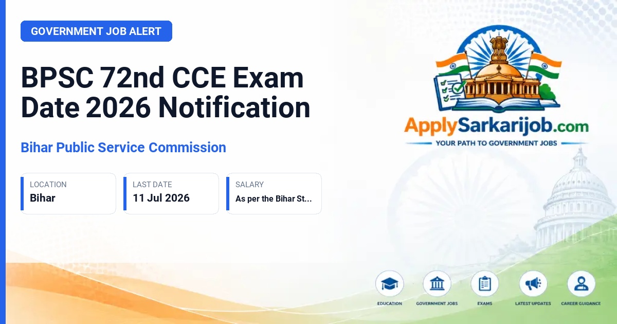 Bihar Public Service Commission (BPSC) - 72nd Combined Competitive Examination (CCE) Official Notification Poster & Schedule