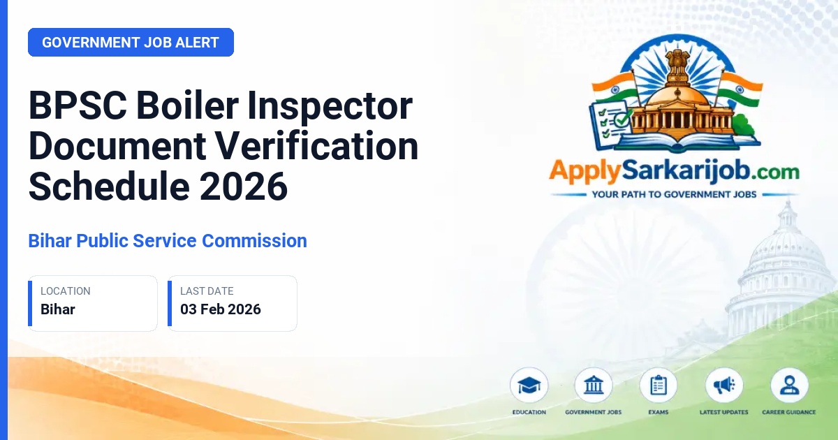 Bihar Public Service Commission (BPSC) - Boiler Inspector Official Notification Poster & Schedule