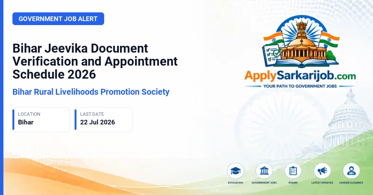 Bihar Rural Livelihoods Promotion Society - Block Project Manager, Livelihood Specialist, Office Assistant, Accountant, Area Coordinator, Block IT Executive, Community Coordinator Official Notification Poster & Schedule