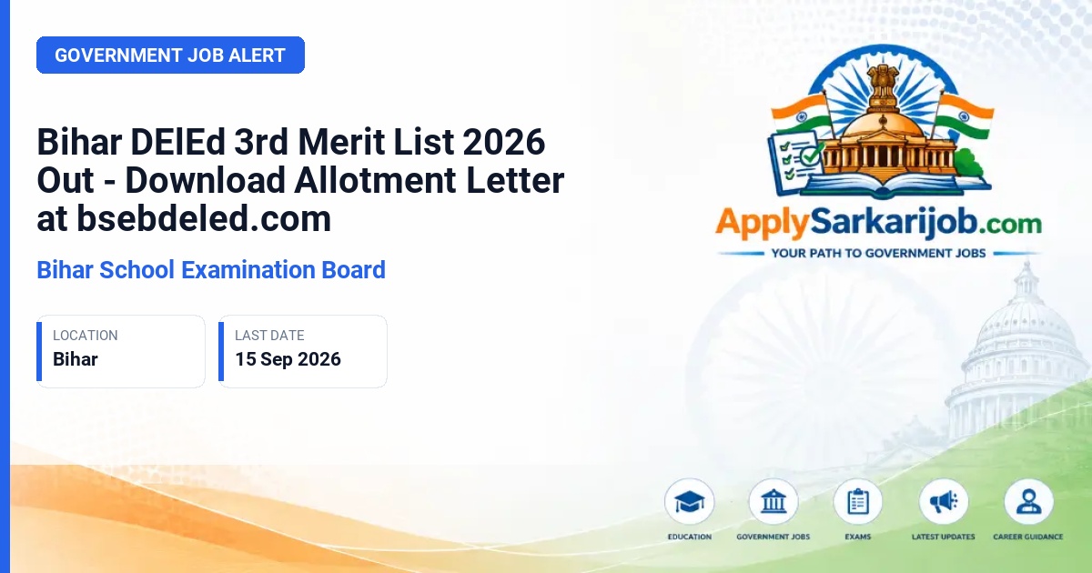 Bihar School Examination Board (BSEB) - Diploma in Elementary Education (DElEd) Admission 2026-28 Official Notification Poster & Schedule