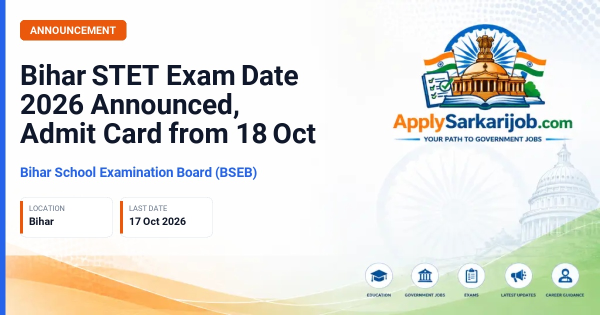 Bihar School Examination Board (BSEB) - Secondary Teacher Eligibility Test Official Notification Poster & Schedule