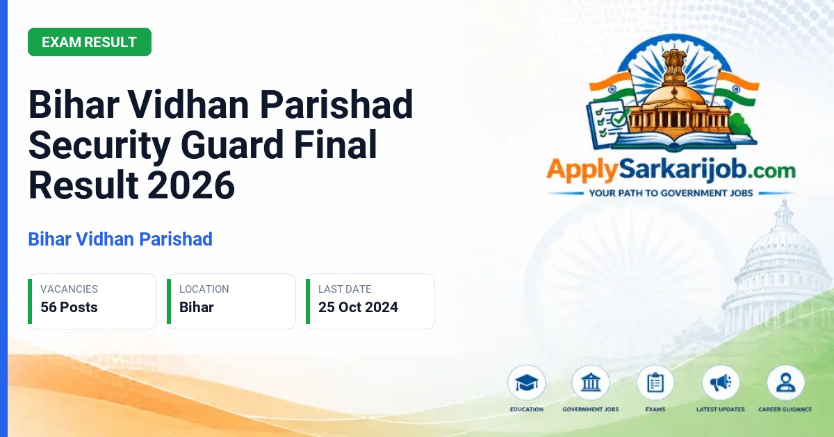 Bihar Vidhan Parishad Sachivalaya - Security Guard (Suraksha Prahari) Official Notification Poster & Schedule
