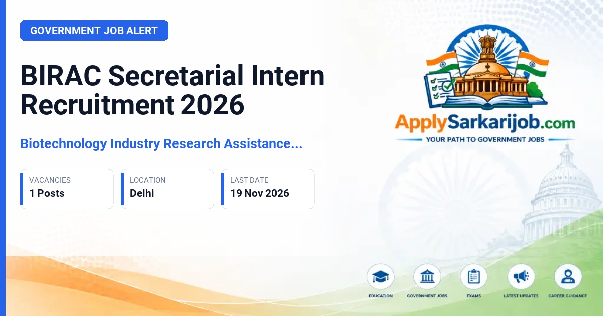 Biotechnology Industry Research Assistance Council (BIRAC) - Secretarial Intern Official Notification Poster & Schedule