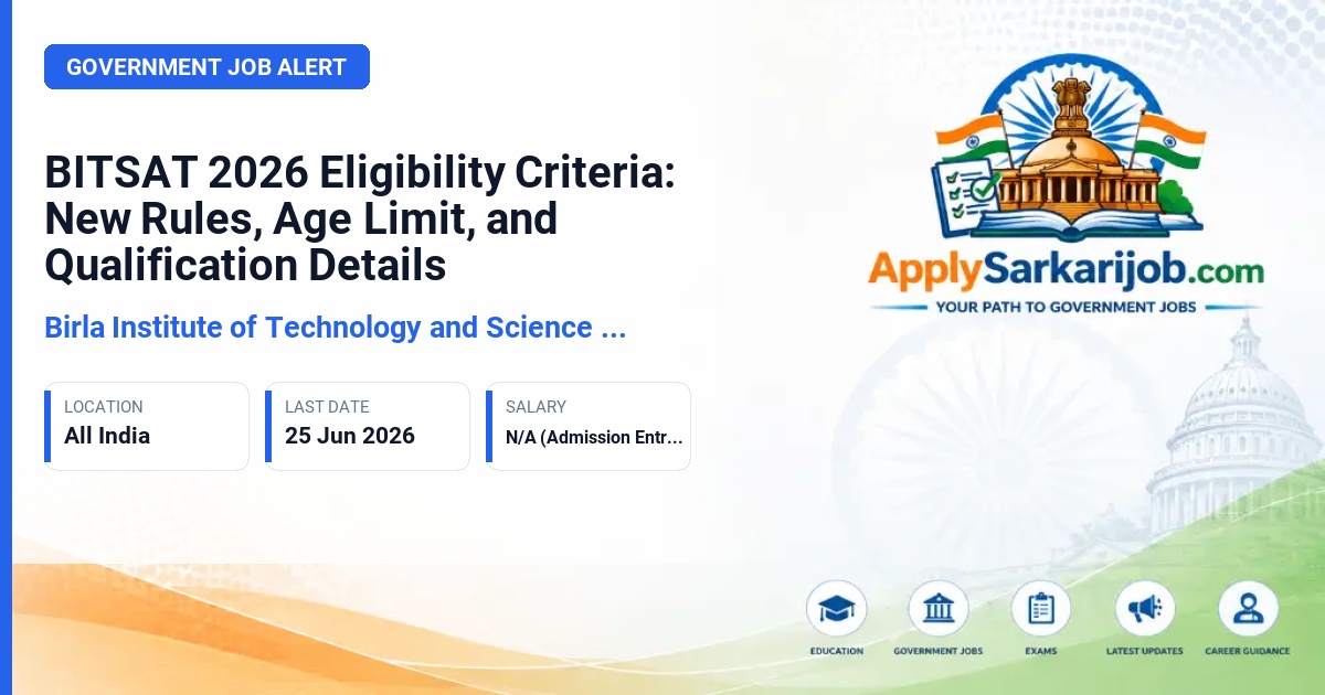 Birla Institute of Technology and Science, Pilani (BITS Pilani) - BITSAT 2026 Admission Test Official Notification Poster & Schedule