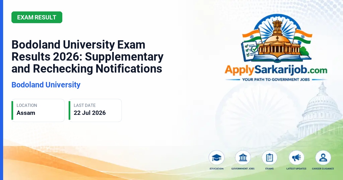 Bodoland University - Bodoland University Exam Results 2026: Supplementary and Rechecking Notifications Official Notification Poster & Schedule