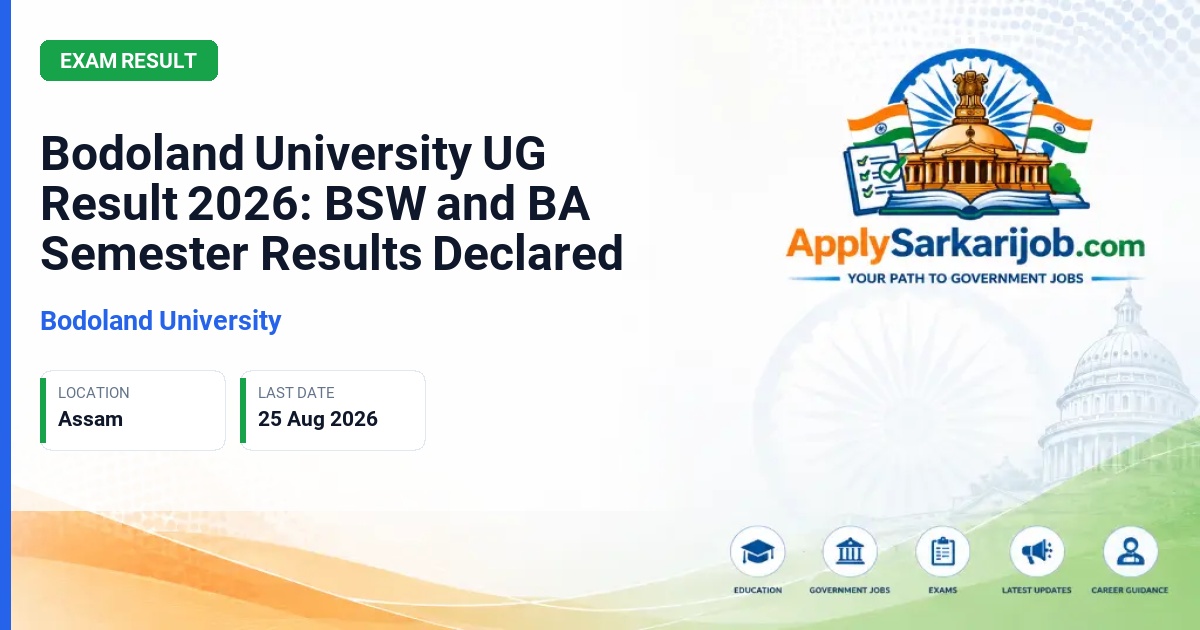 Bodoland University - Bodoland University UG Result 2026: BSW and BA Semester Results Declared Official Notification Poster & Schedule