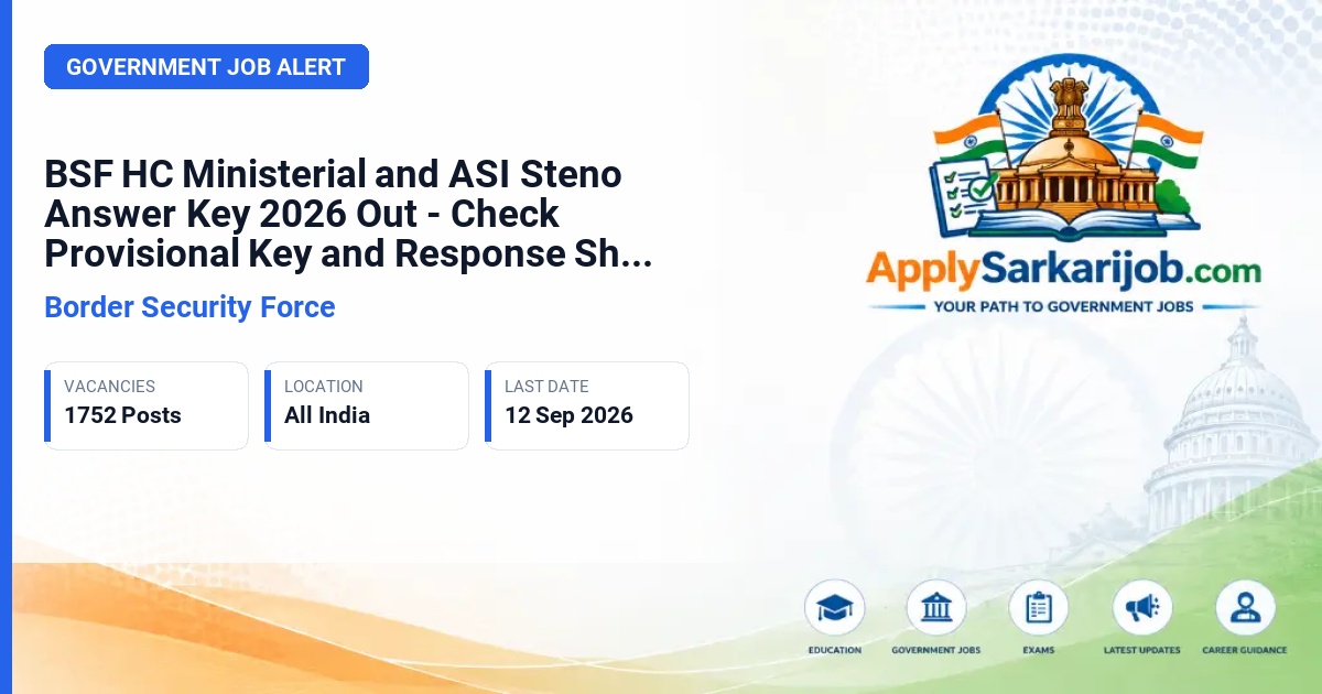 Border Security Force - Head Constable (Ministerial) and Assistant Sub Inspector (Stenographer) Official Notification Poster & Schedule