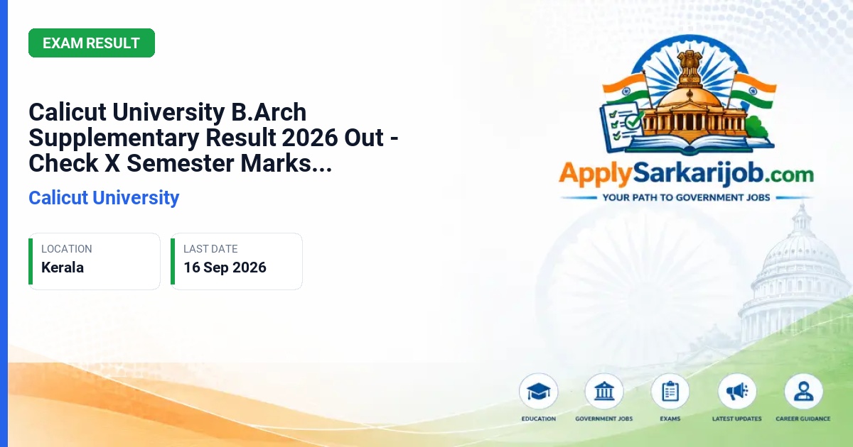 Calicut University - X Semester B.Arch Supplementary Examination Official Notification Poster & Schedule