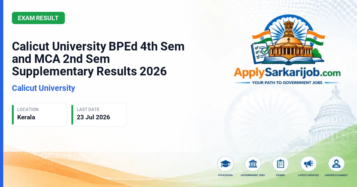 University of Calicut - Calicut University BPEd 4th Sem and MCA 2nd Sem Supplementary Results 2026 Official Notification Poster & Schedule