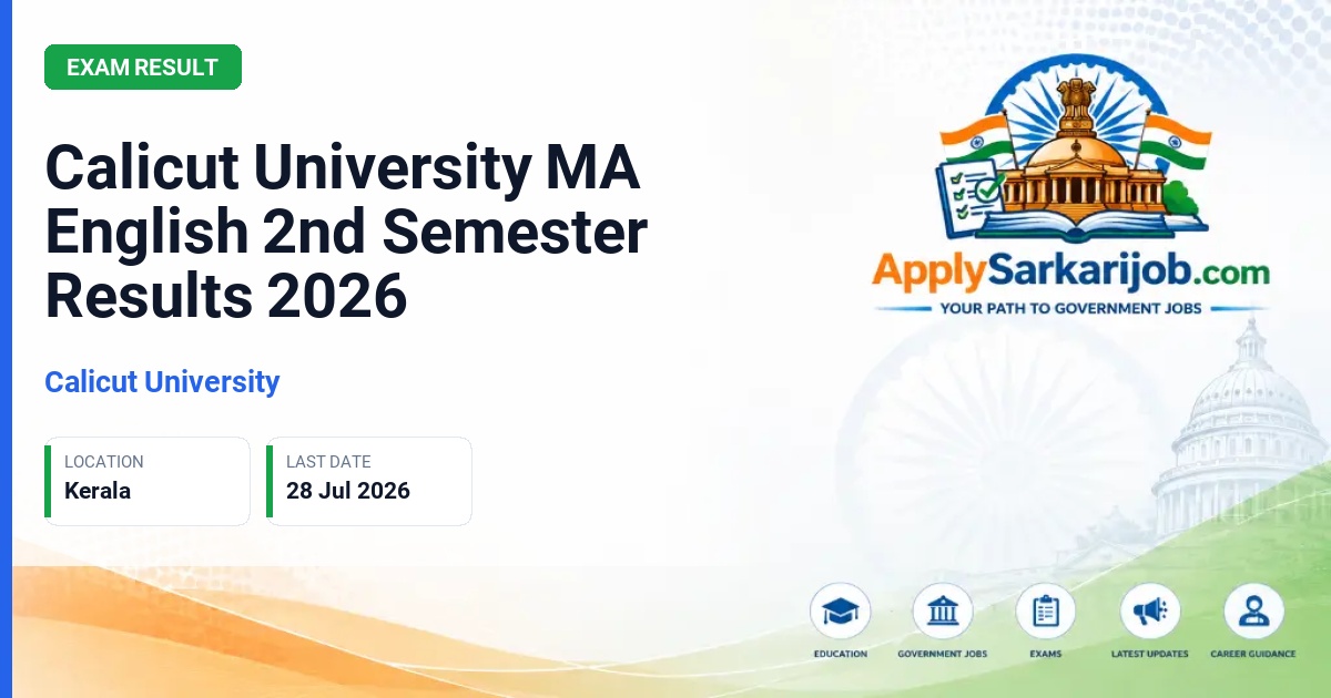 University of Calicut - Calicut University MA English 2nd Semester Results 2026 Official Notification Poster & Schedule