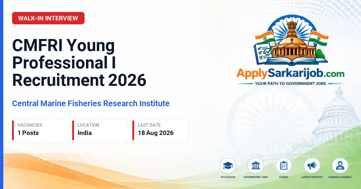 Central Marine Fisheries Research Institute - Young Professional I Official Notification Poster & Schedule