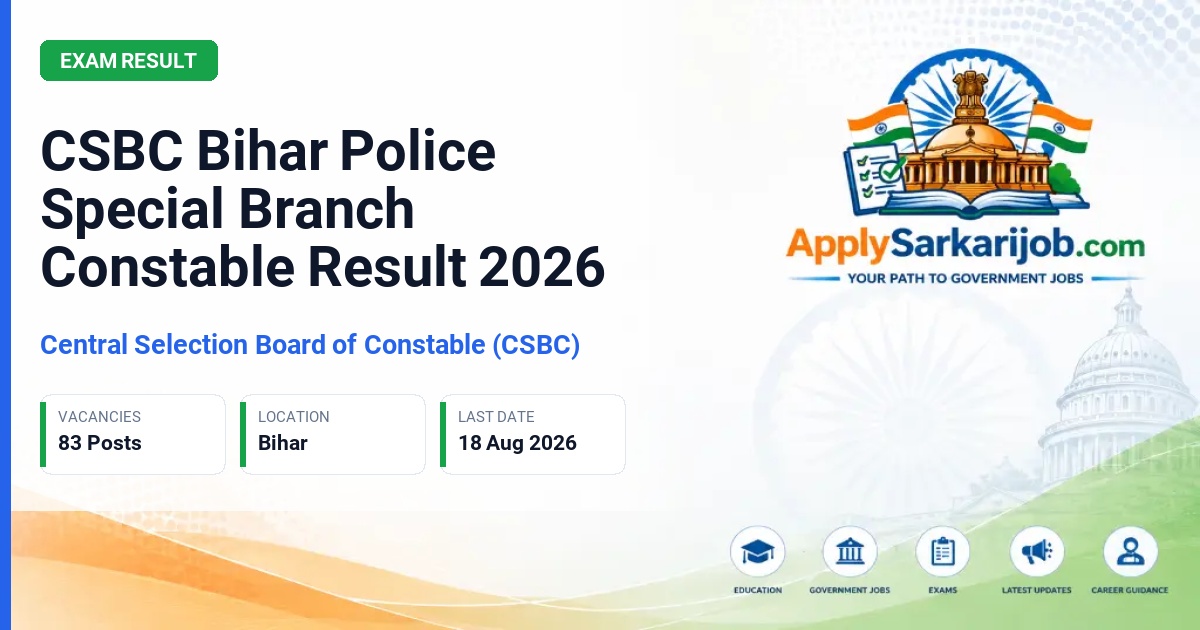 Central Selection Board of Constable (CSBC), Bihar - Constable (General Duty Close Cadre) Official Notification Poster & Schedule