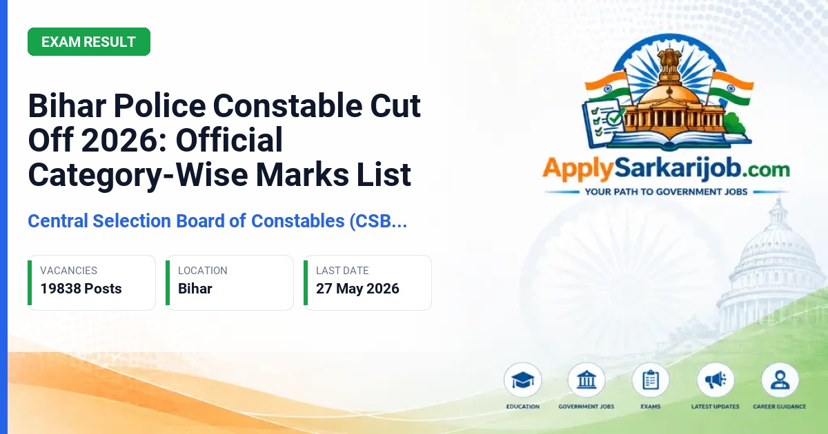 Central Selection Board of Constable (CSBC), Bihar - Constable Official Notification Poster & Schedule