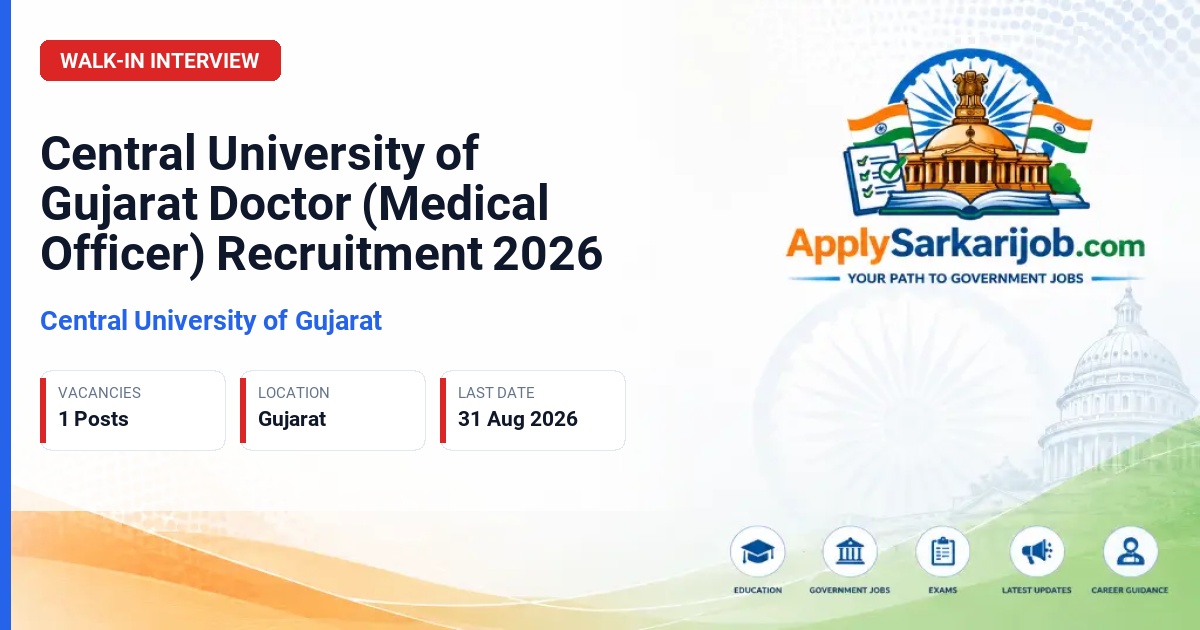 Central University of Gujarat - Medical Officer Official Notification Poster & Schedule