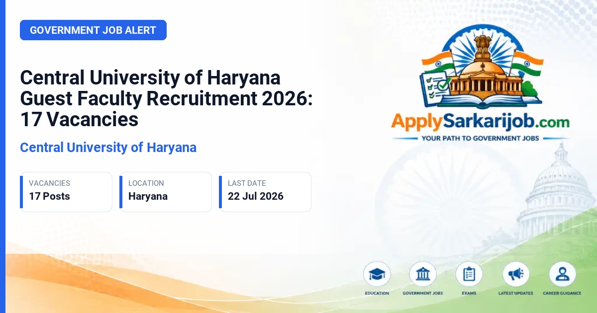 Central University of Haryana - Guest Faculty Official Notification Poster & Schedule