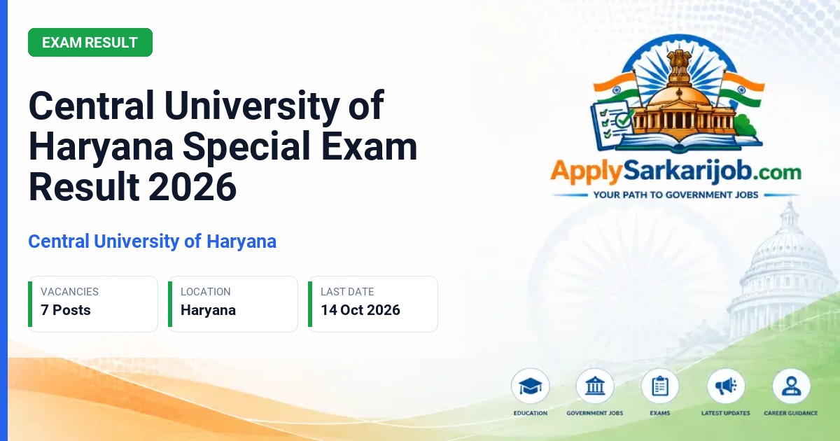 Central University of Haryana - Special Examination September 2026 Result Official Notification Poster & Schedule